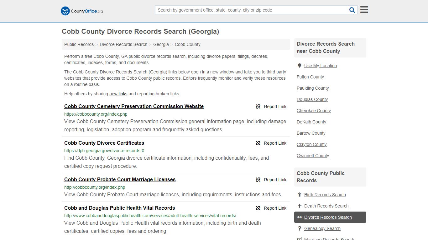 Cobb County Divorce Records Search (Georgia) - County Office